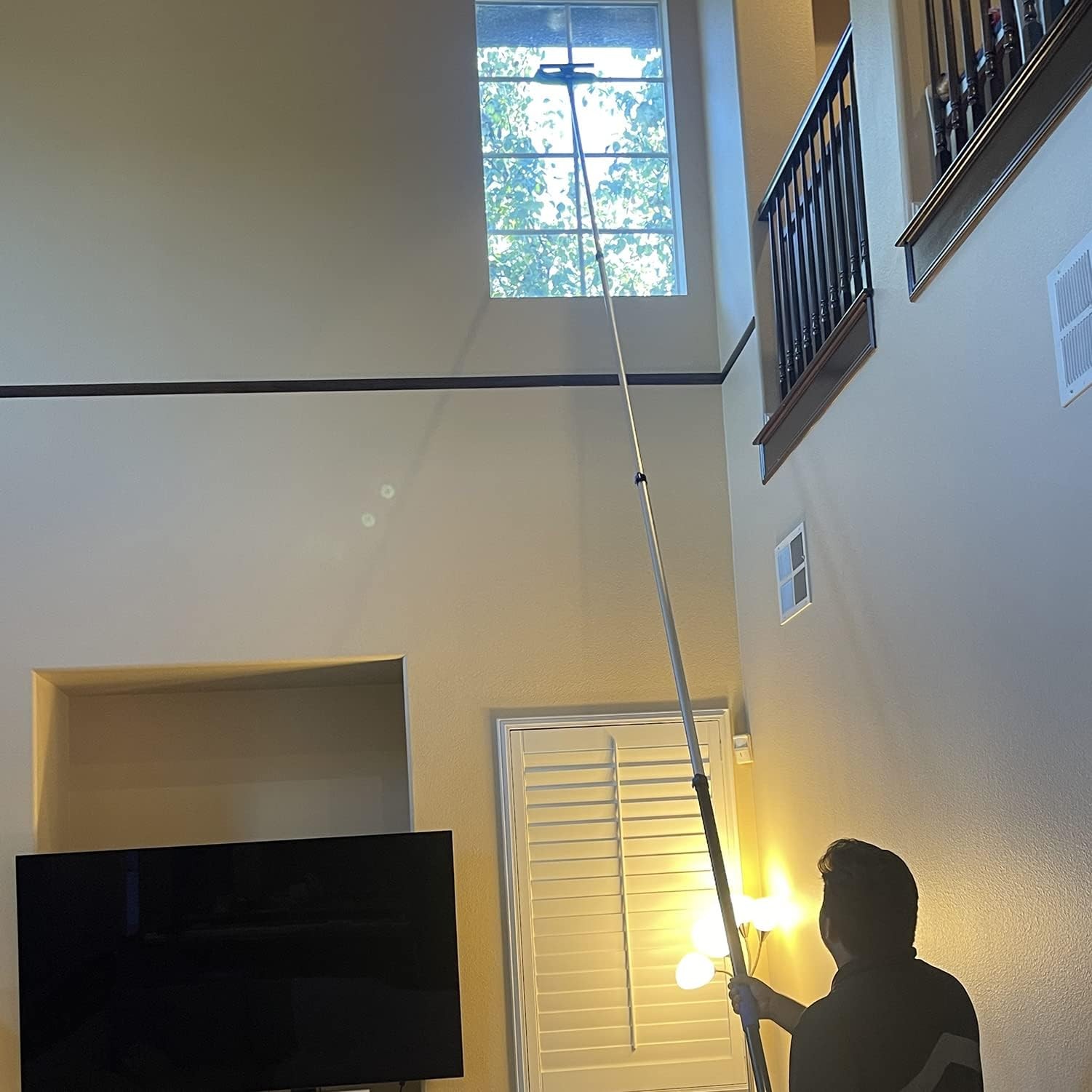 Hicavar 20 Foot High Ceiling Fan Cobweb Duster with 5-12ft Extension Pole