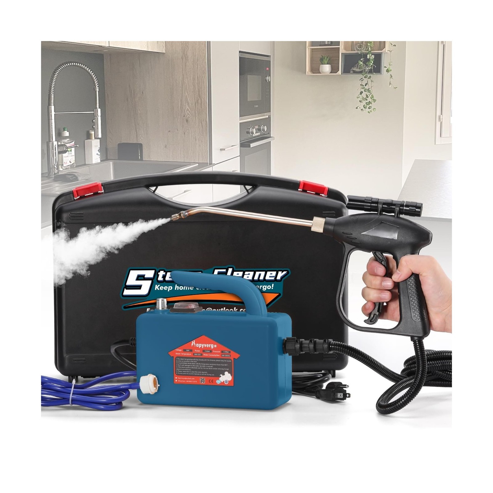 High Pressure Steam Cleaner – 1700W Handheld Steamer for Cleaning G… Fast Ship