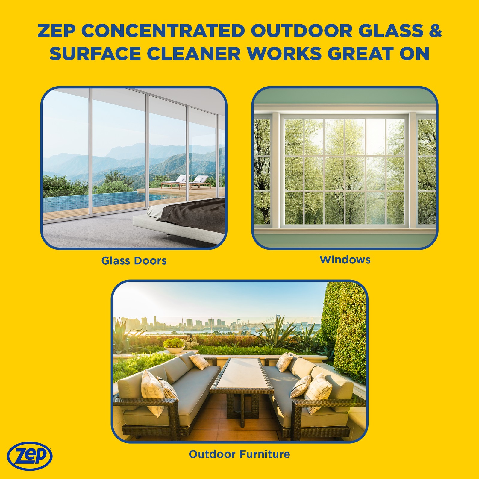 Zep Hose End Outdoor Glass and Surface Cleaner – 32 oz (Case of 6) – U49910 –