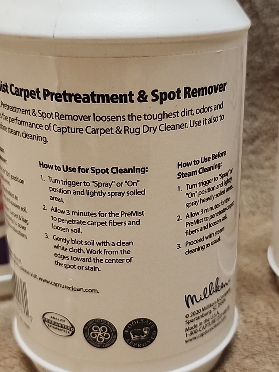 Lot of 3: Capture Pre-Mist Carpet Pretreatment &Spot Remover. 24 oz. Each Bottle