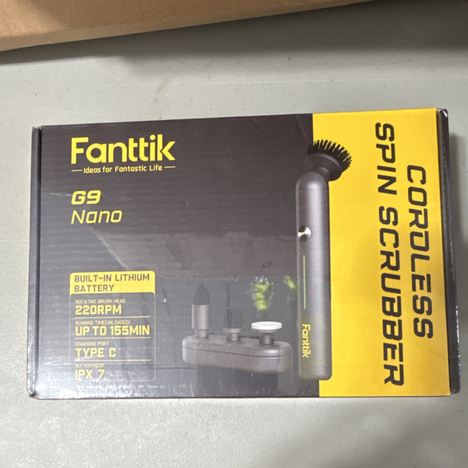 Fanttik G9 Nano Cordless Spin Scrubber, Lithium Battery, IPX7, Type C