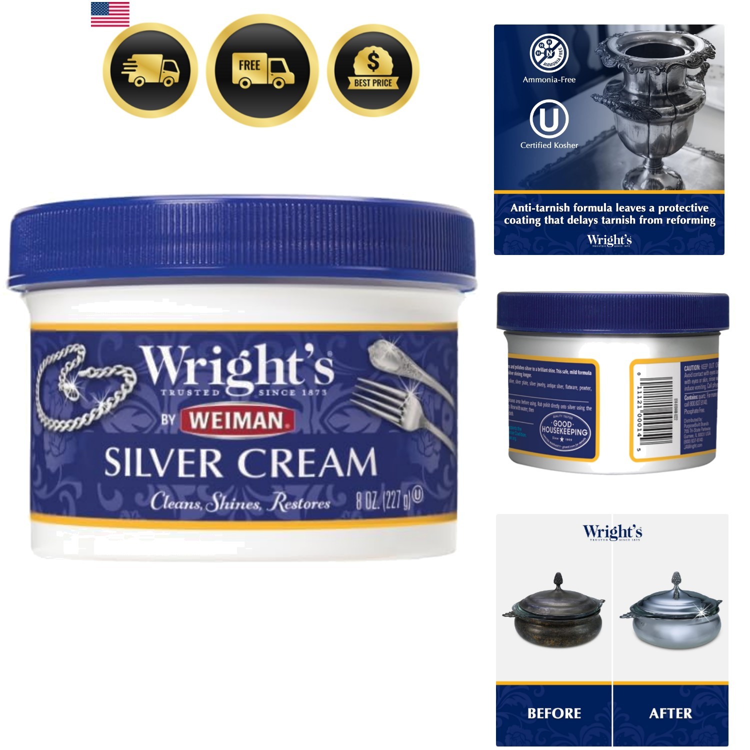 Cleaner and Polish Cream, 8 Ounce, Gently Clean and Remove Tarnish for Jewelr…