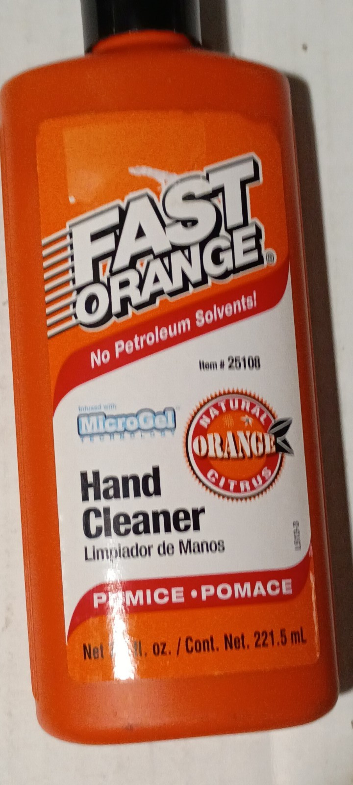Fast Orange Hand Cleaner 7.5 Oz infused with Microgel