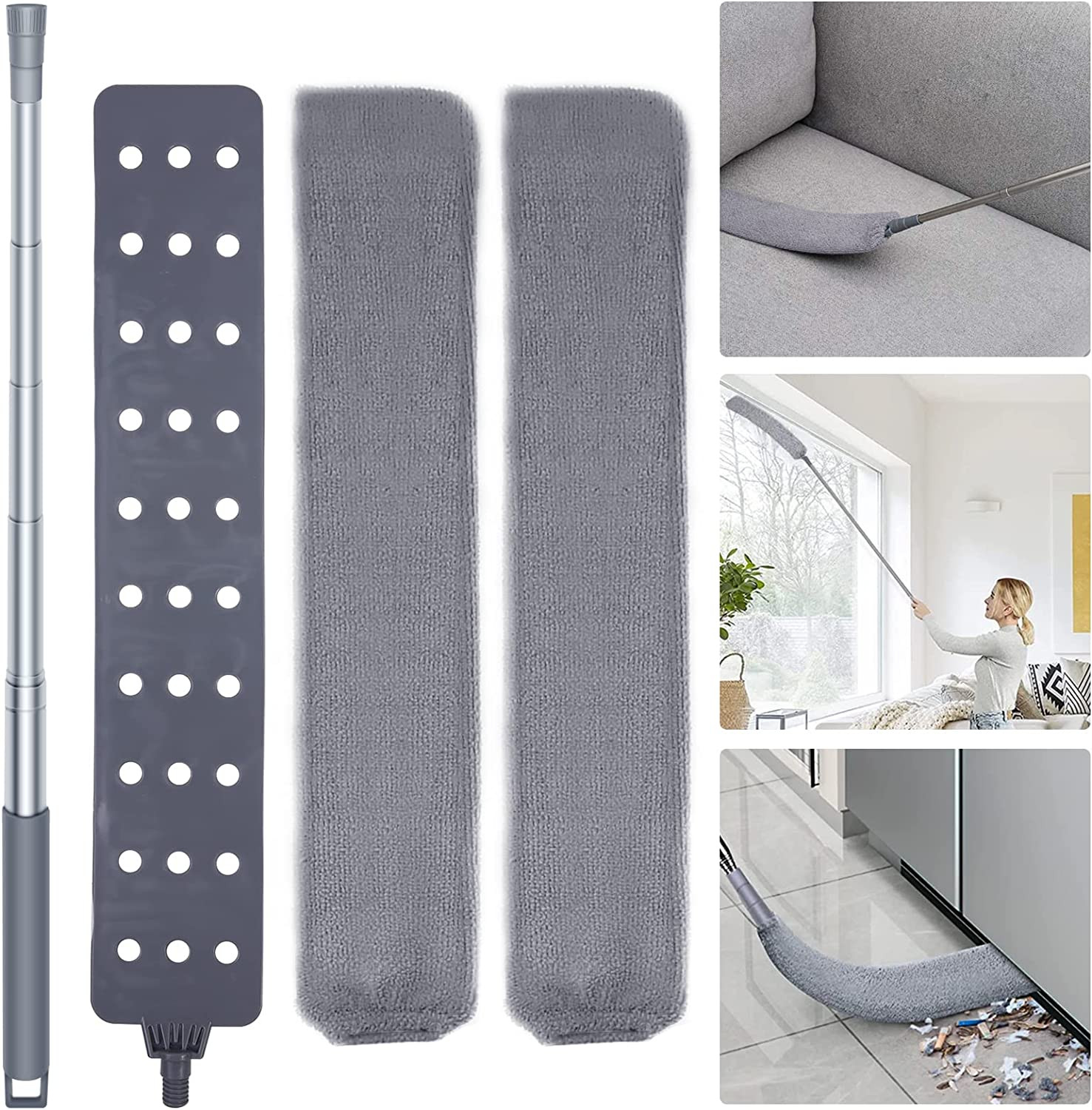 Retractable 60-Inch Gap Dust Cleaner with Microfiber Cloths for Appliances