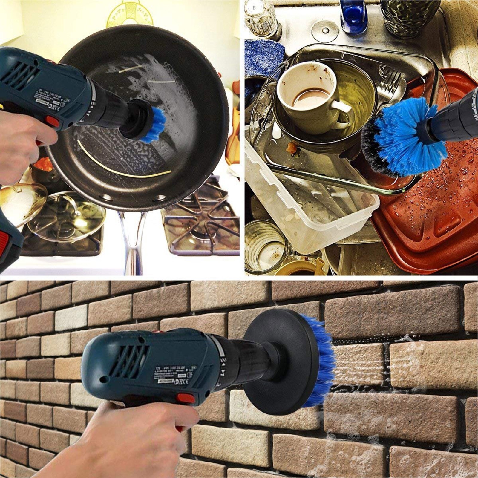 Drill Brush Set Power Scrubber Drill Attachments For Carpet Tile Grout Cleaning