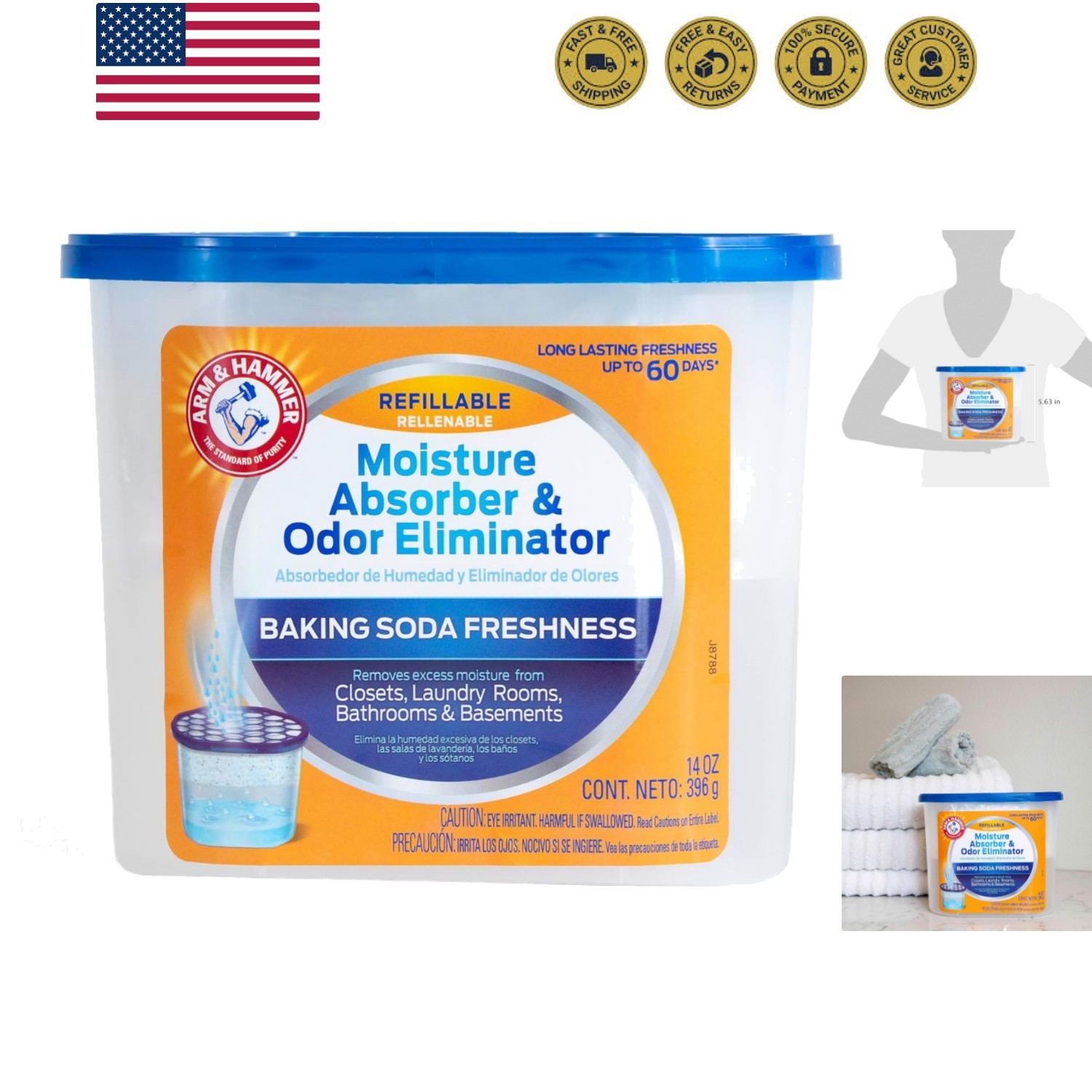 Fragrance Free Refillable Moisture Absorber and Odor Eliminator 14 oz. Tub