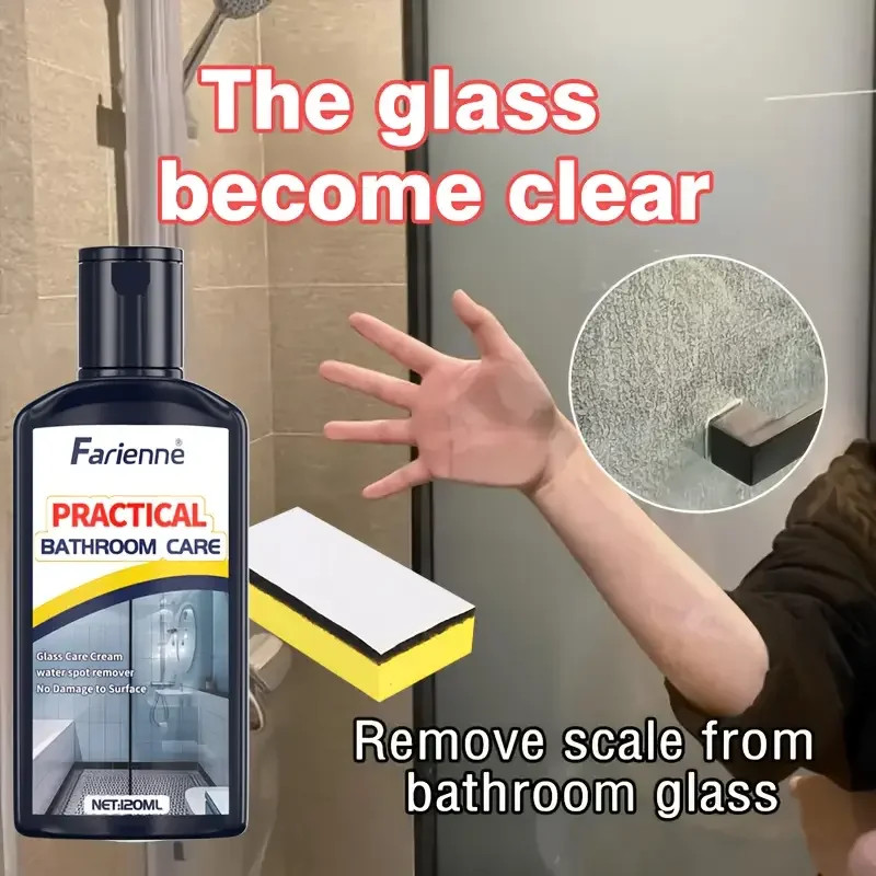 Bathroom Glass Polish – Powerful Hard Water Spot Remover and Descaler for Shower
