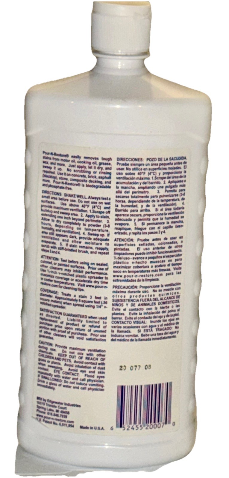 Pour-N-Restore Oil Stain Remover 32oz -Concrete & Driveway Cleaner -Rare Formula