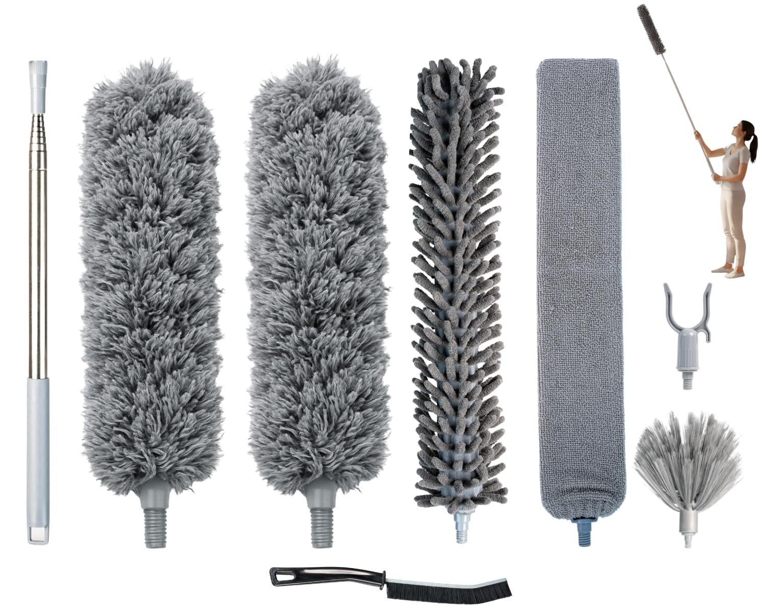 Microfiber Feather Duster with Extension Pole 100 Inches, (8 PCS), Cleaning B…