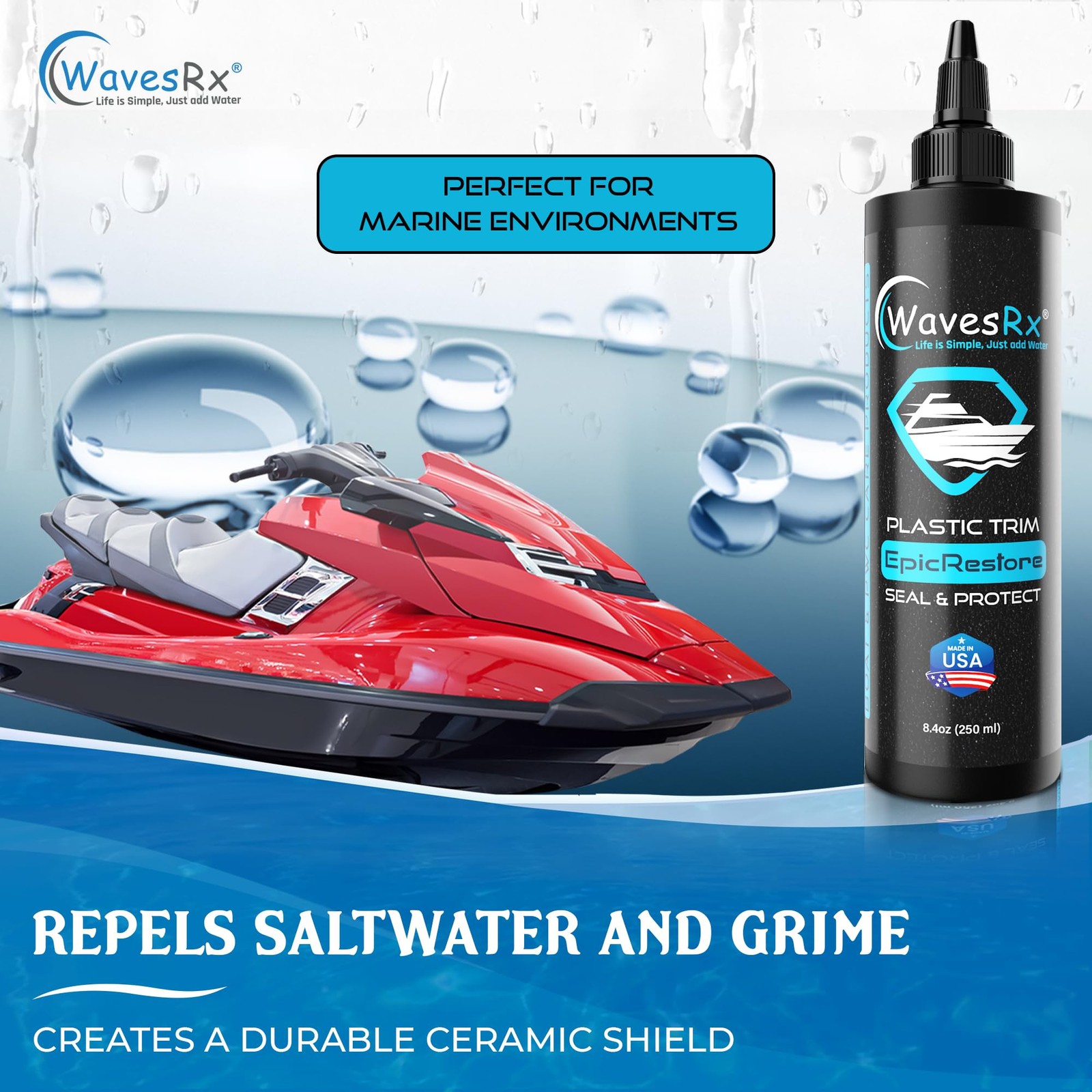 WAVESRX EpicRestore Marine Trim Restorer & Vinyl Protectant | Plastic Restorer f