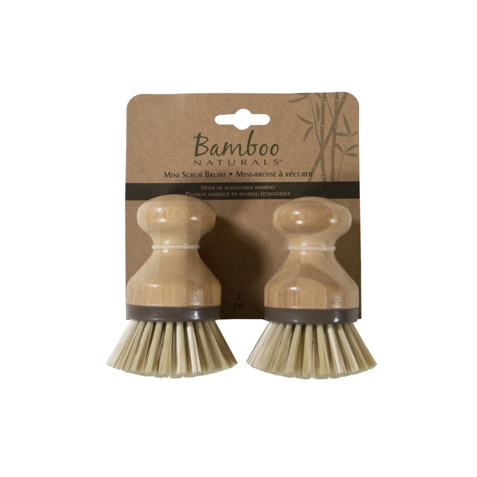 Bamboo Naturals Mini Scrub Brush Sustainable Recycled Plastic Pot