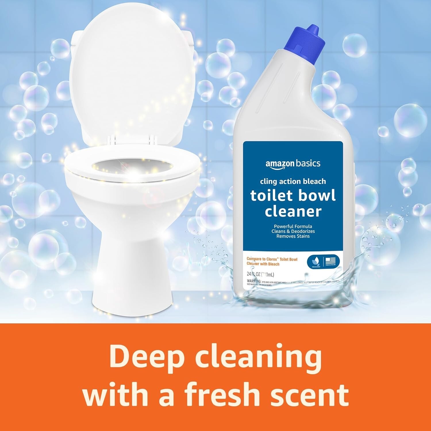Amazon Basics Toilet Bowl Cleaner with Bleach Fresh Scent 24oz 2 Pack Fast S