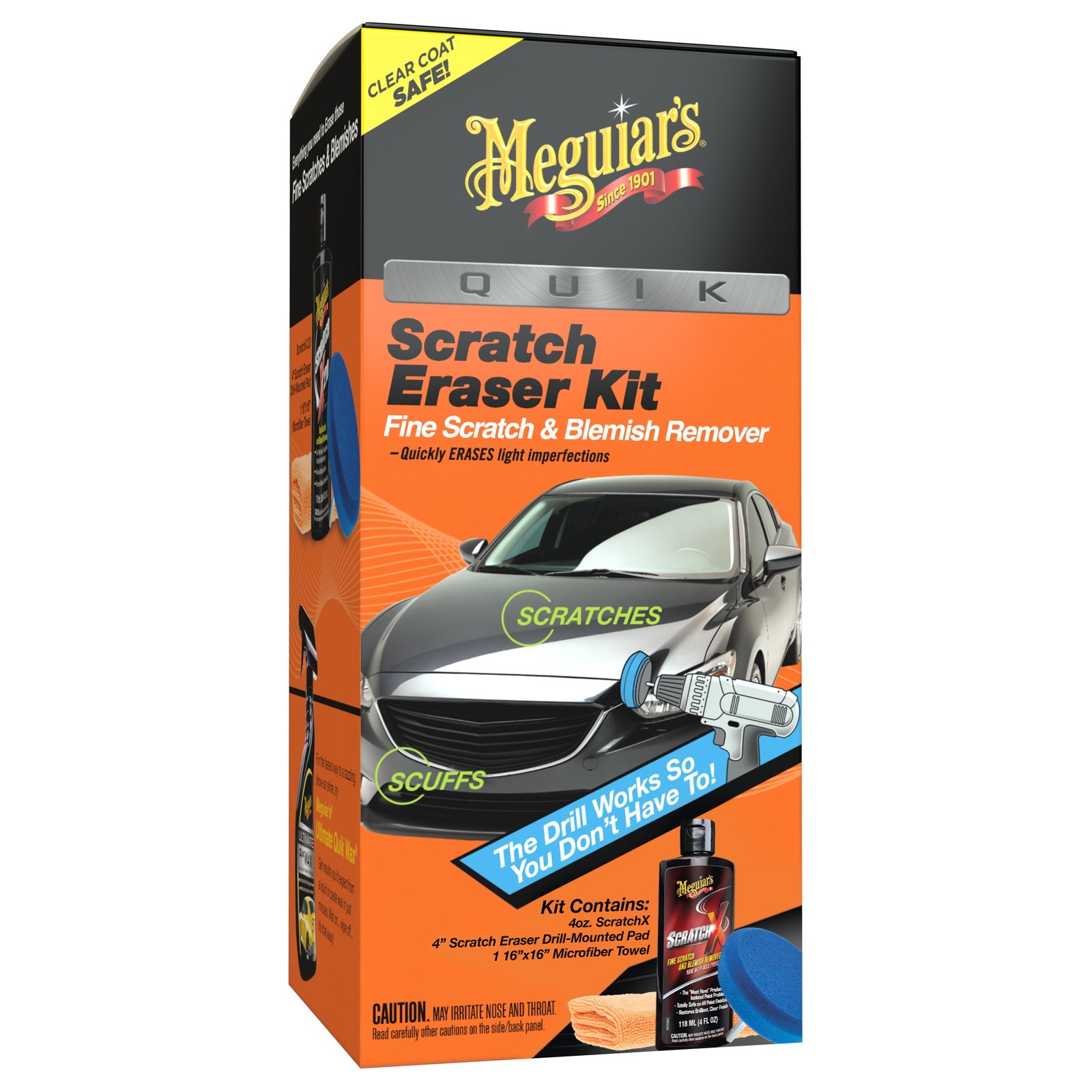 Quik Scratch Eraser Kit,Car Care Kit with ScratchX, Drill-Mounted Pad, and Towel