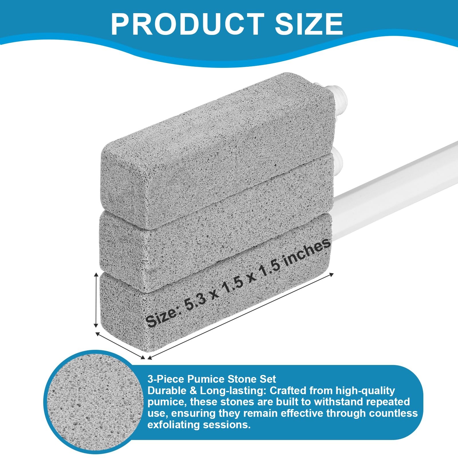 3 Packs Pumice Cleaning Stone with Extra Long Handle, Pumice Stone for Toilet…