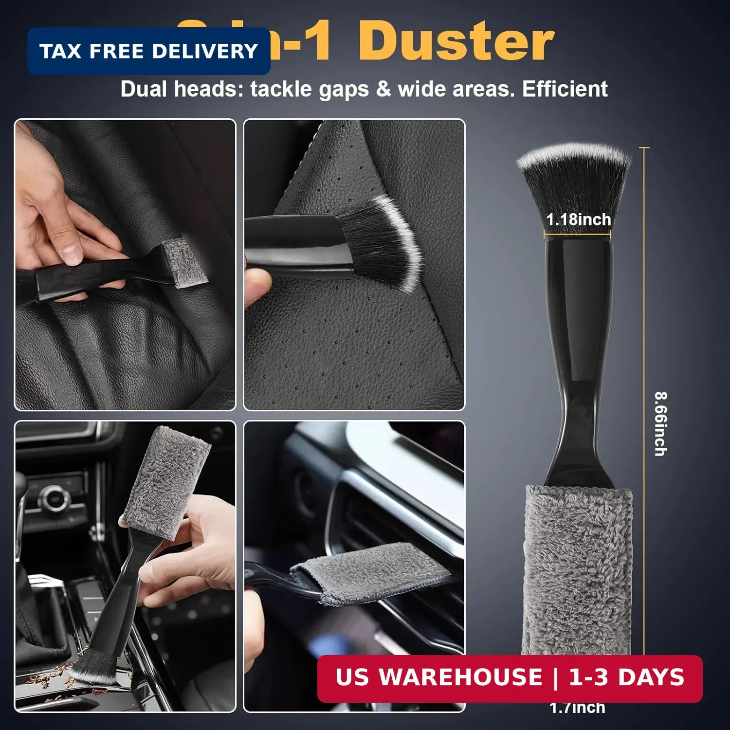 8-Piece Car Interior Detailing Kit – 160g Non-Sticky Gel (128% More Than 70g), U