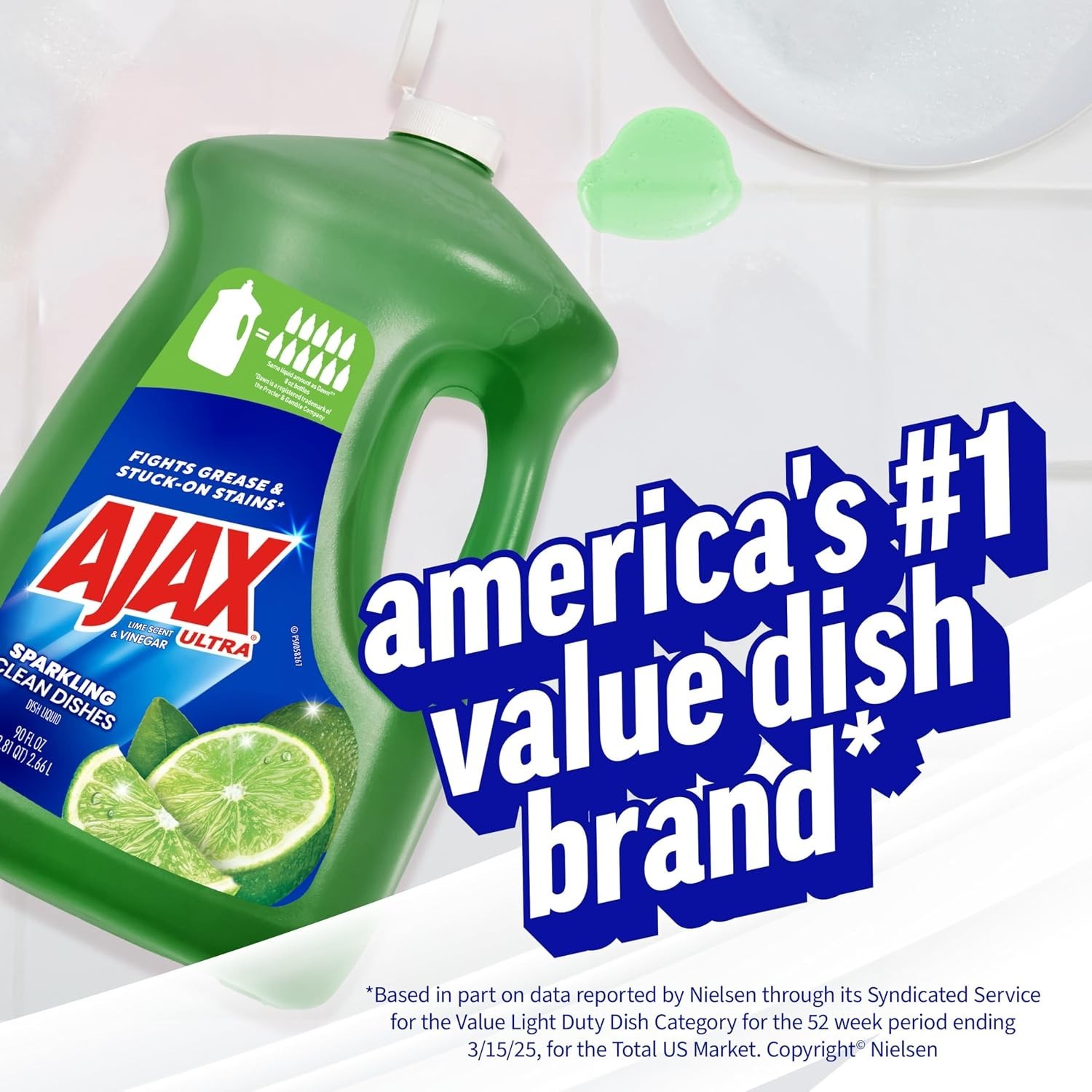 Ultra Liquid Dish Soap Vinegar and Lime Scent, Sparkling Clean Dishes, 90 fl …