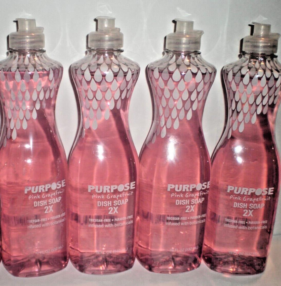 (4) PINK GRAPEFRUIT Scent Dish Liquid Soap 18 FL OZ Each by Purpose