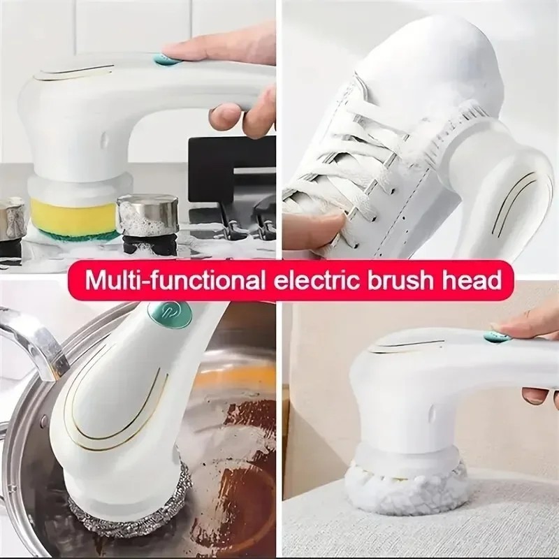 Electric Spin Scrubber 5-in-1 Cleaning Brush for Bathroom, Kitchen & Tiles