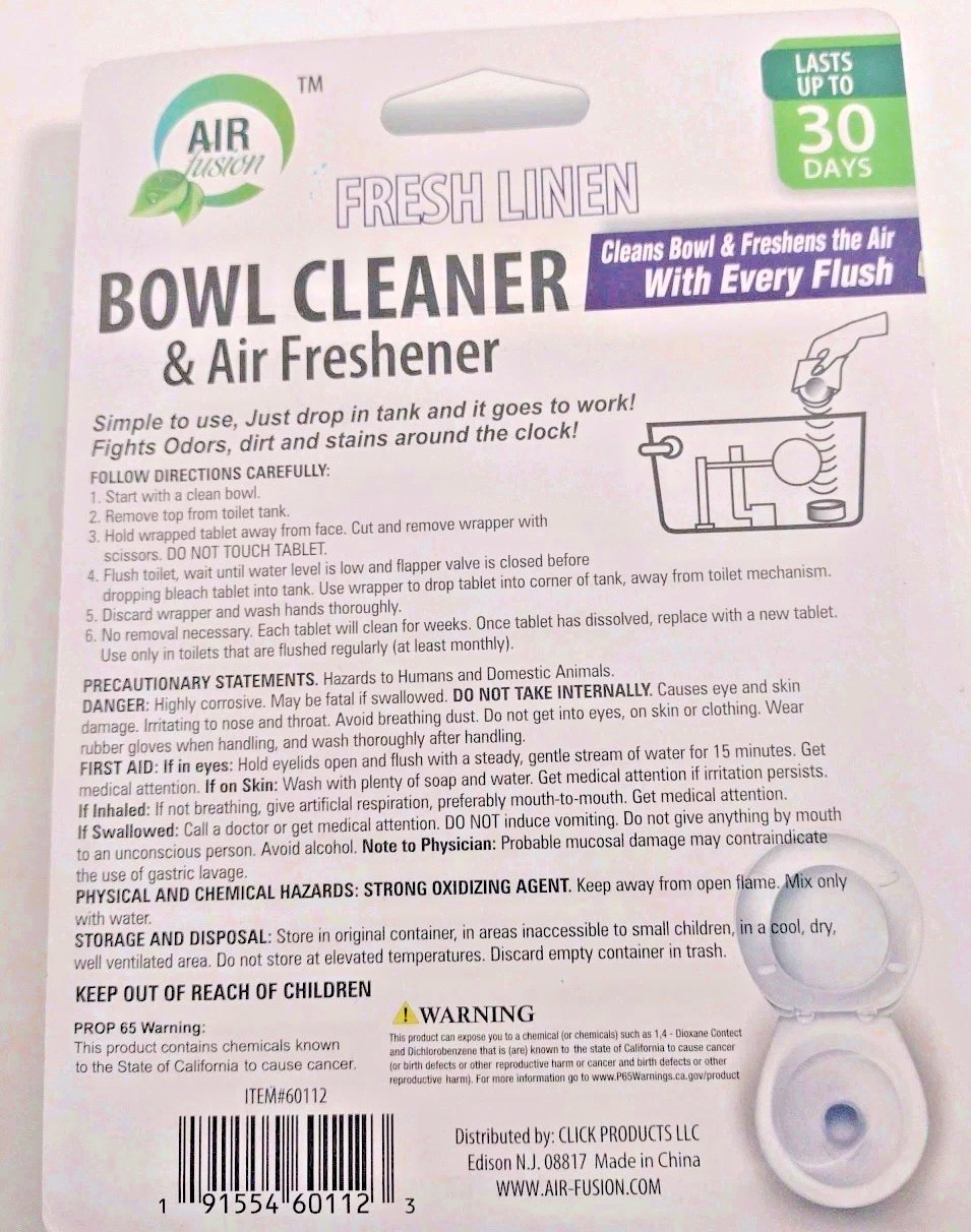 Toilet Bowl Cleaner Air Fusion Fresh Linen Tablets 4 Pack Deodorizer Lot Of 2