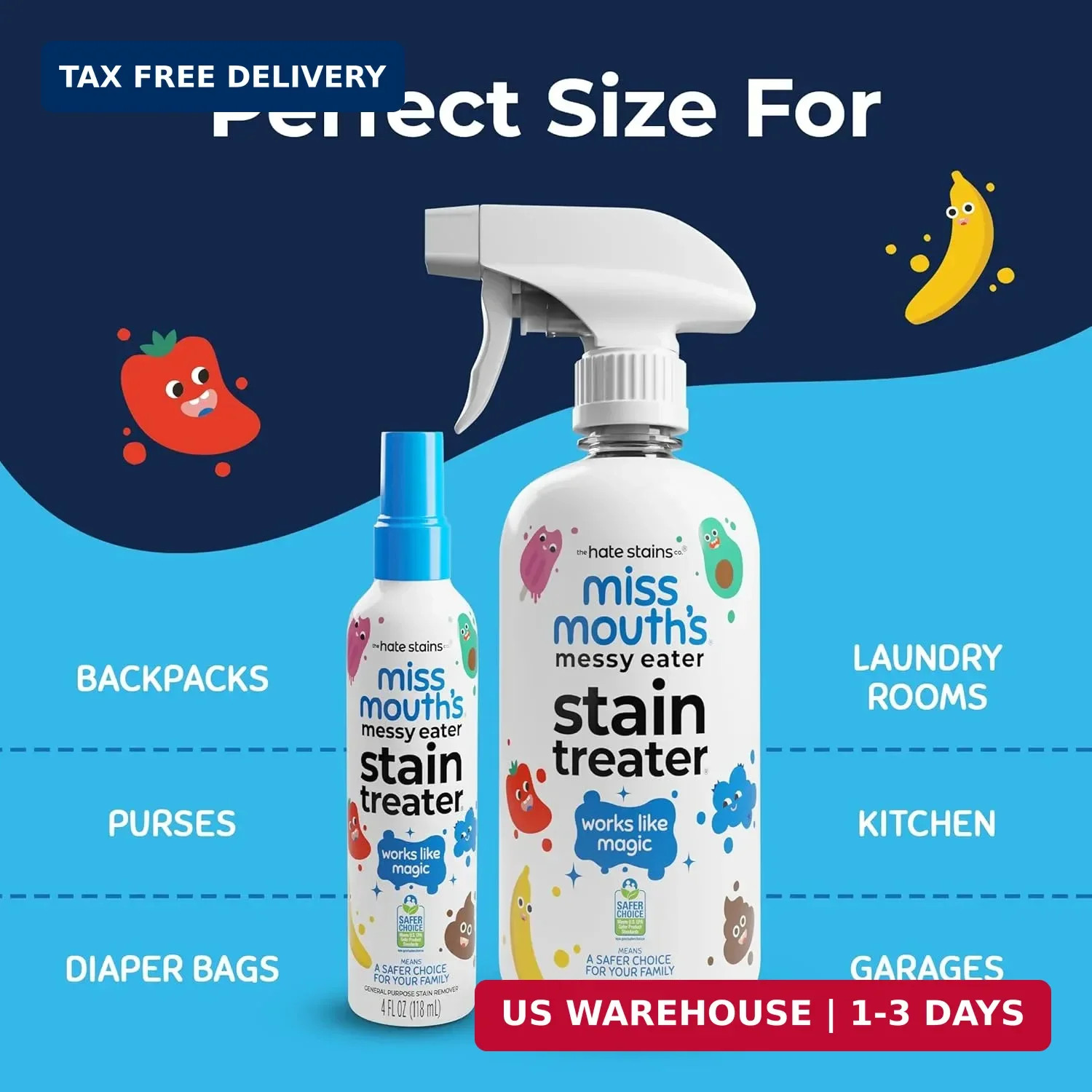 Miss Mouth’s Messy Eater Stain Treater Spray – 16oz Stain Remover – Newborn & Ba