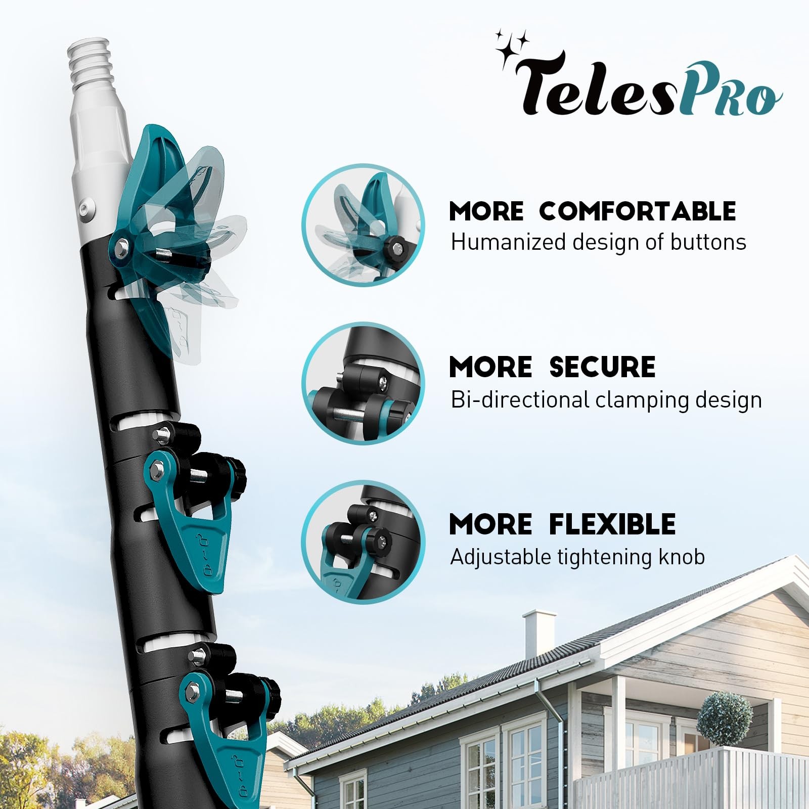 20 Feet High Reach Window Squeegee with 5-12Ft Extension Pole, Window Cleaner…