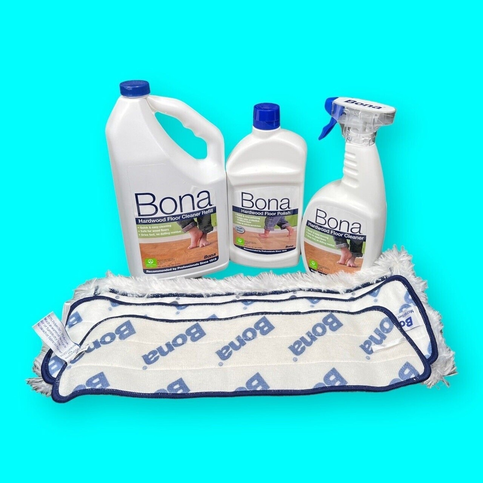 Bona Hardwood Floor Care Bundle Refill Polish Spray Microfiber Pad