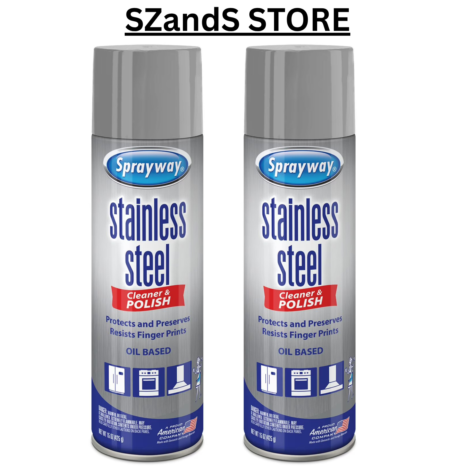 Sprayway Stainless Steel Cleaner and Polish 15 ounce (2 Pack, 4 Pack & 6 Pack)