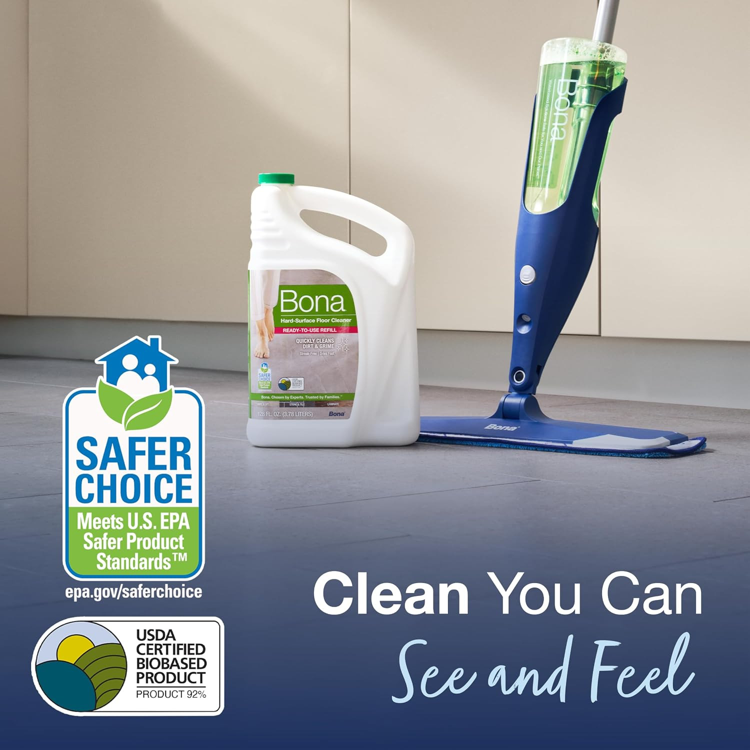 Multi-Surface Floor Cleaner Refill – 128 Fl Oz – Unscented | Refill for Spray M