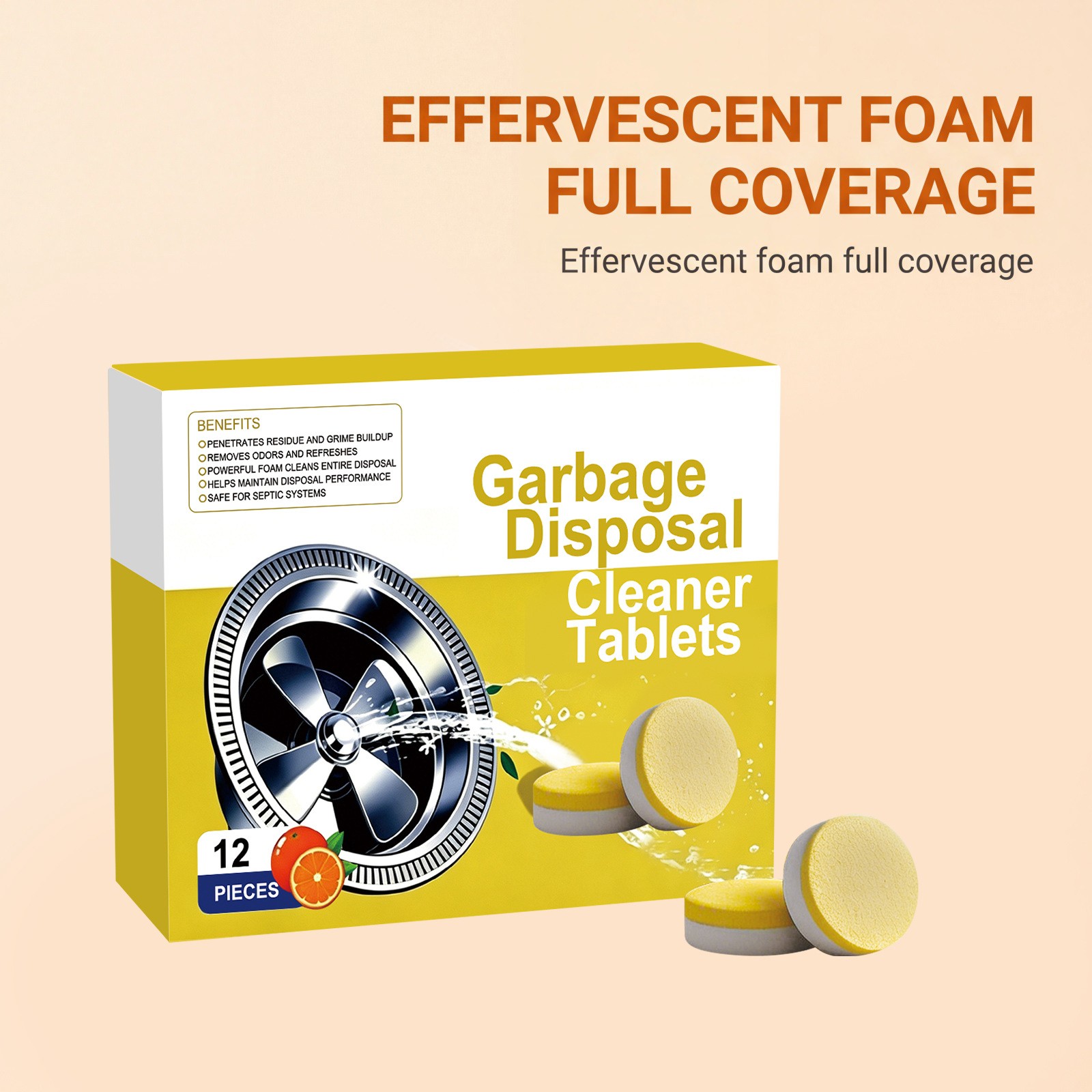 12~60 Pieces Powerful Sink & Disposal Cleaner Tablets Garbage Disposal Cleaner