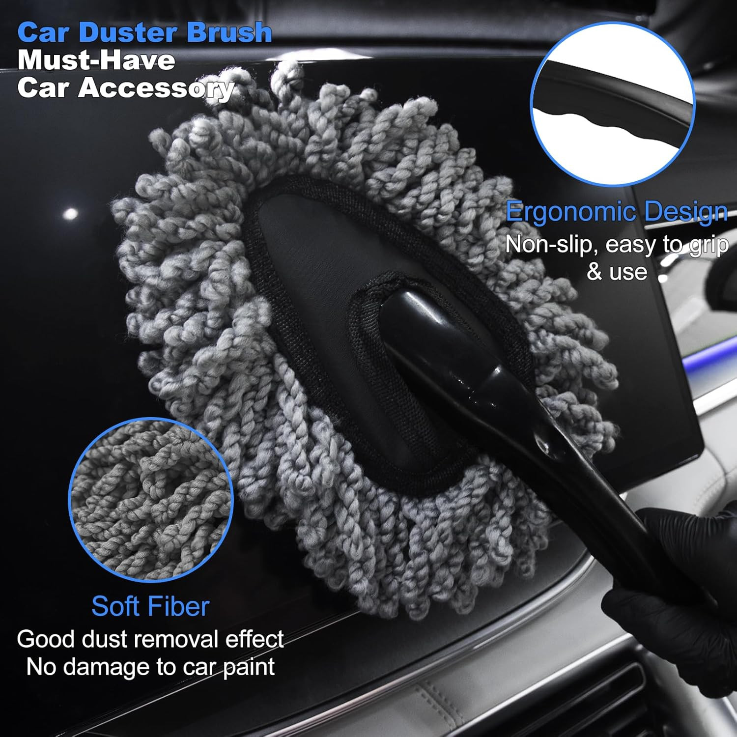 10pc Car Detailing Cleaning Kit Brush Duster Gel Microfiber Cloth Interior Tool