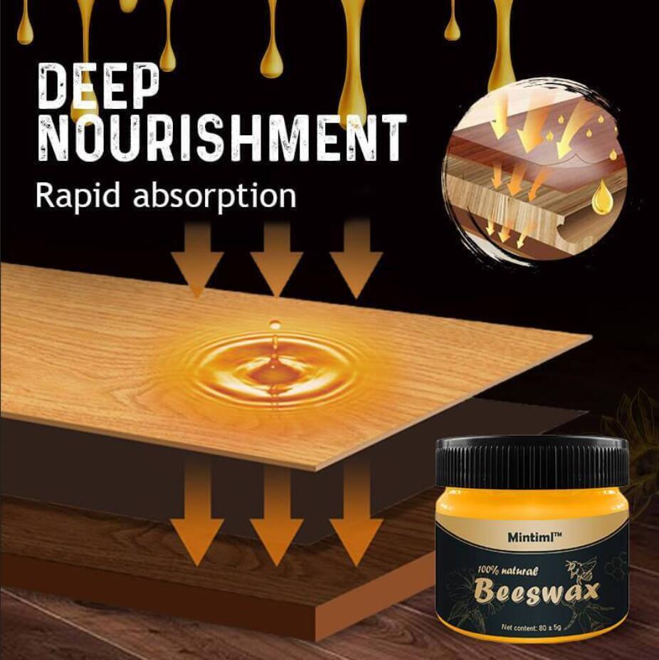 Beeswax Polish Conditioner for Wood Furniture Restorer Wood Wax with Sponges
