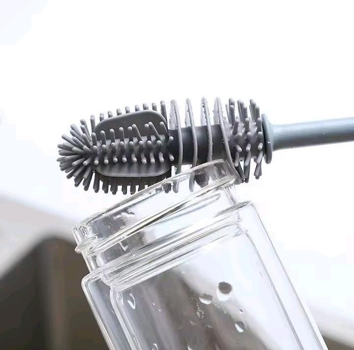 Silicone Milk Bottle Brush Cleaner Kitchen Drink Glass Cup Scrubber Long Handle