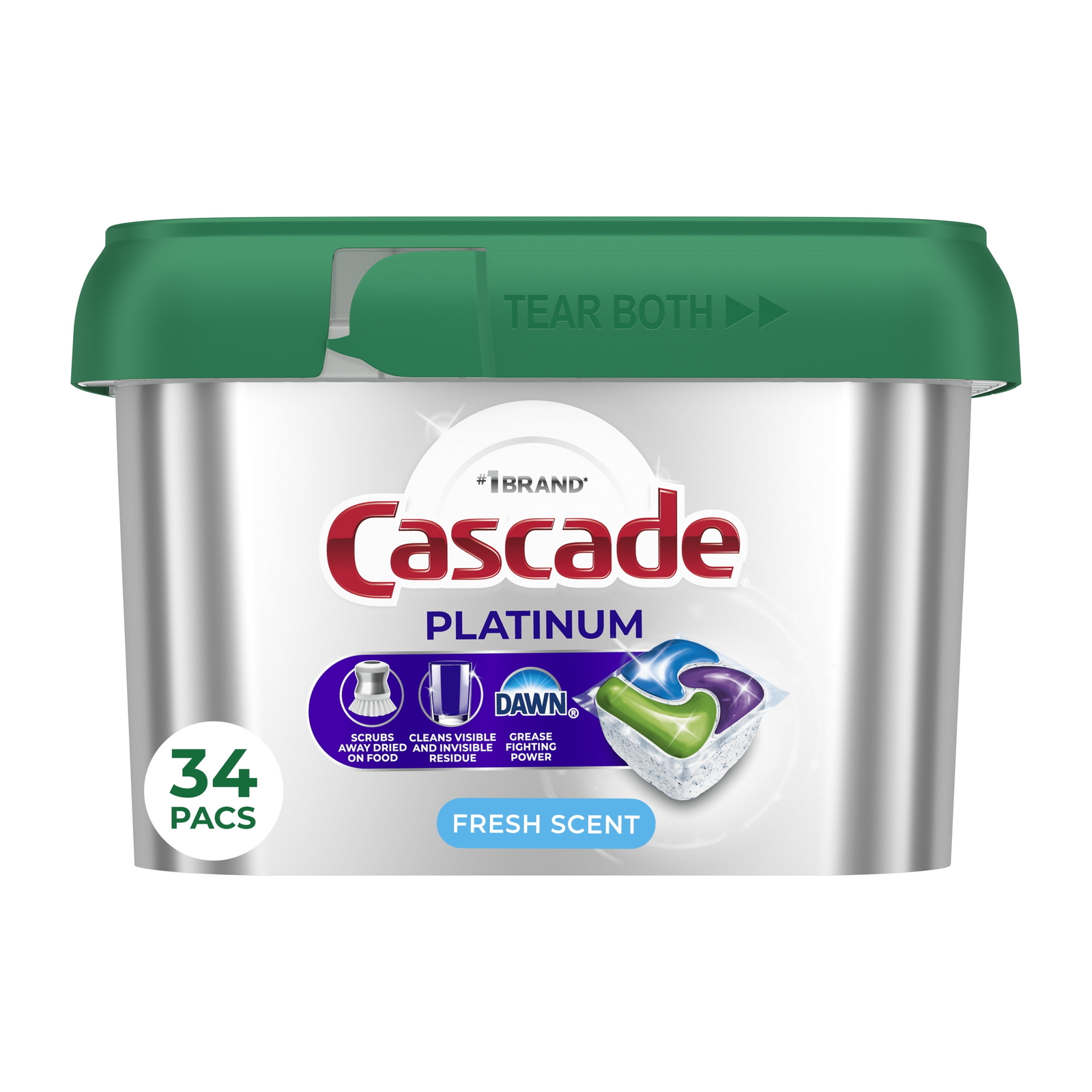 Dishwasher Pods, Action Pacs Dishwasher Detergent Tabs, Fresh, 34 Count New
