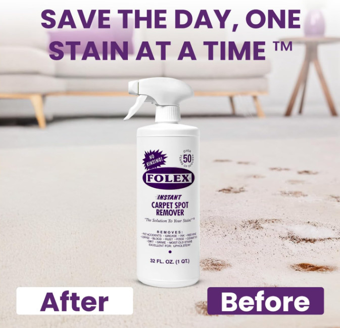 FOLEX Instant Carpet Spot Remover 32oz – Stain Cleaner for Carpet & Upholstery