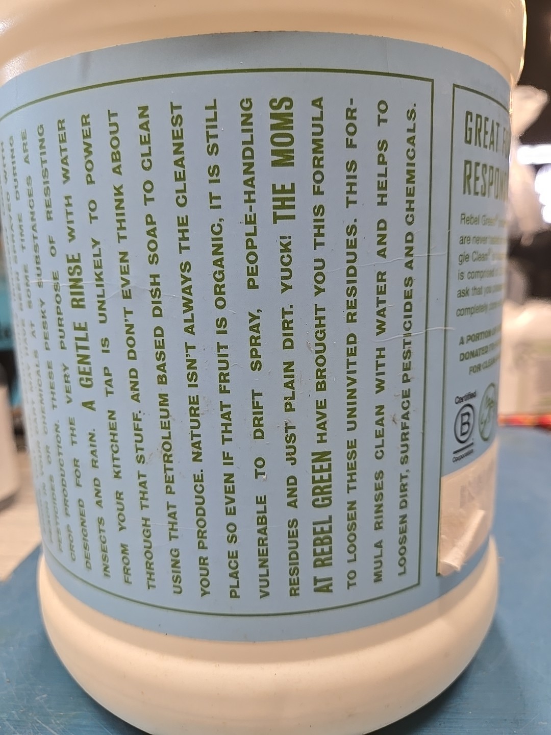 Rebel Green Plant Based Fruit & Veggie Clean- Kosher- Planet Friendly- 1 Gallon