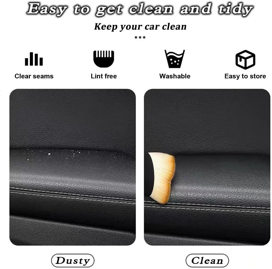 Car Interior Detailing Brush Set 2PCS Soft Bristles Yellow