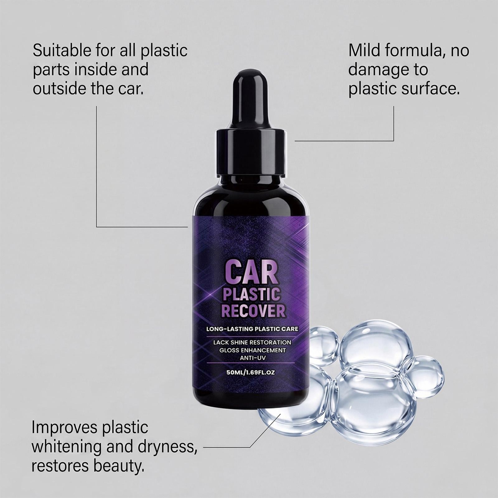 Vehicle Interior Cleaner 50ml Deep Cleaning Long Lasting Car Trim