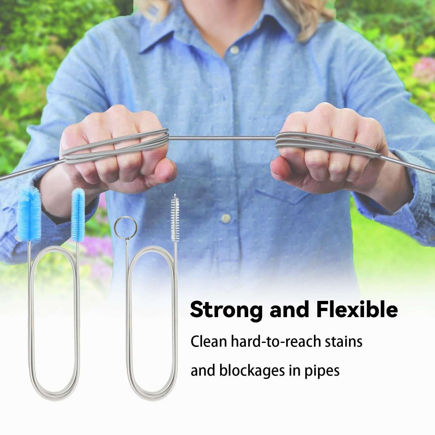 Flexible Drain Brush, 66 Inch Long Double Ended Hose Pipe and 58 Inch Tube Cl…