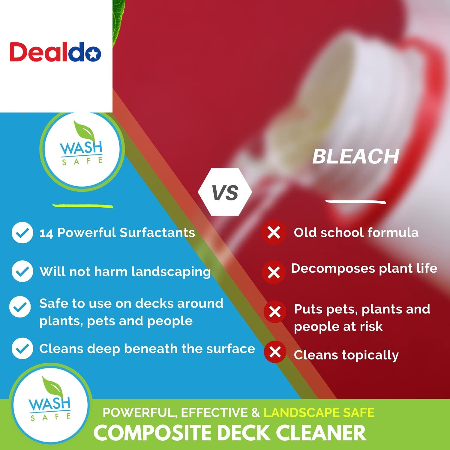 Wash Safe™ SPRAY & CLEAN Commercial-Strength Composite Deck Cleaner | Remove Bla