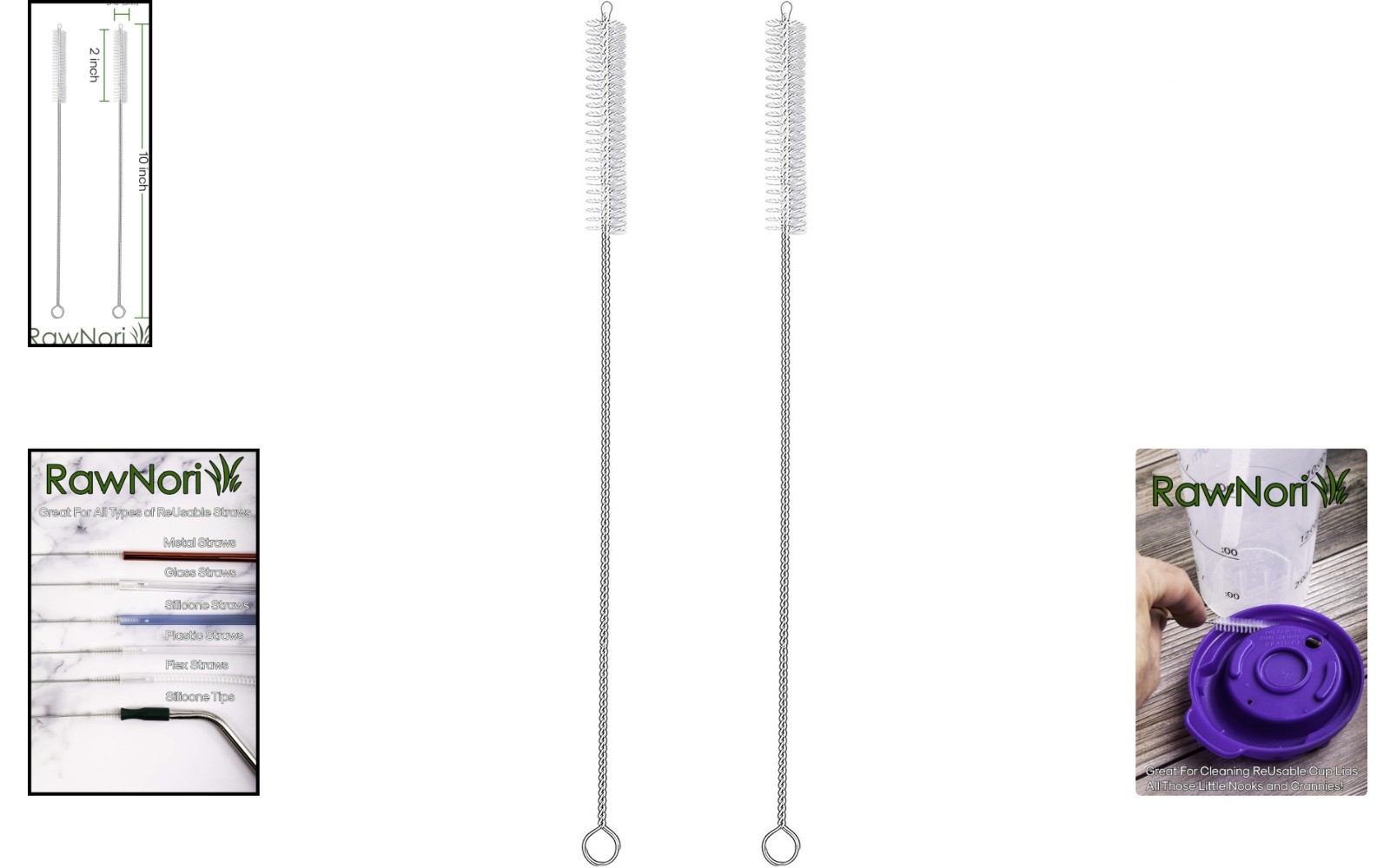 2 Eco-Friendly Stainless Steel Straw Cleaning Brushes – 10-Inch Bristle