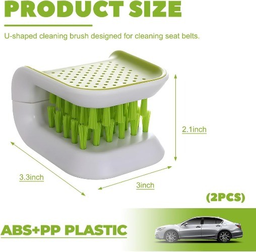 2PCS Car Seat Belt Cleaning Brush, Double Sided U-Shaped Safety B Color: 2 PCS