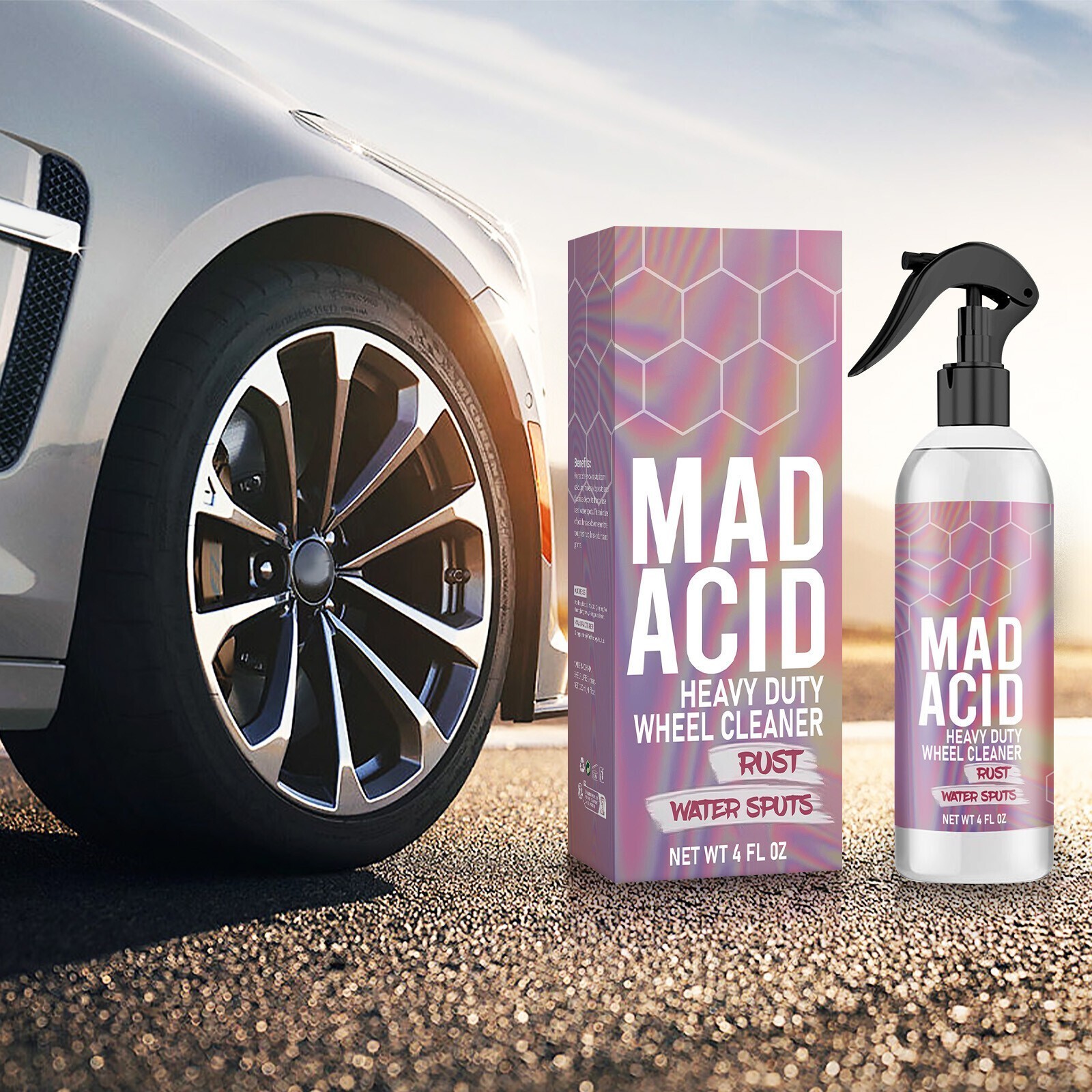 1-3x Mad Acid – Car Glass Cleaner&Heavy-Duty Wheel Cleaner Waterproof NEW 4oz US
