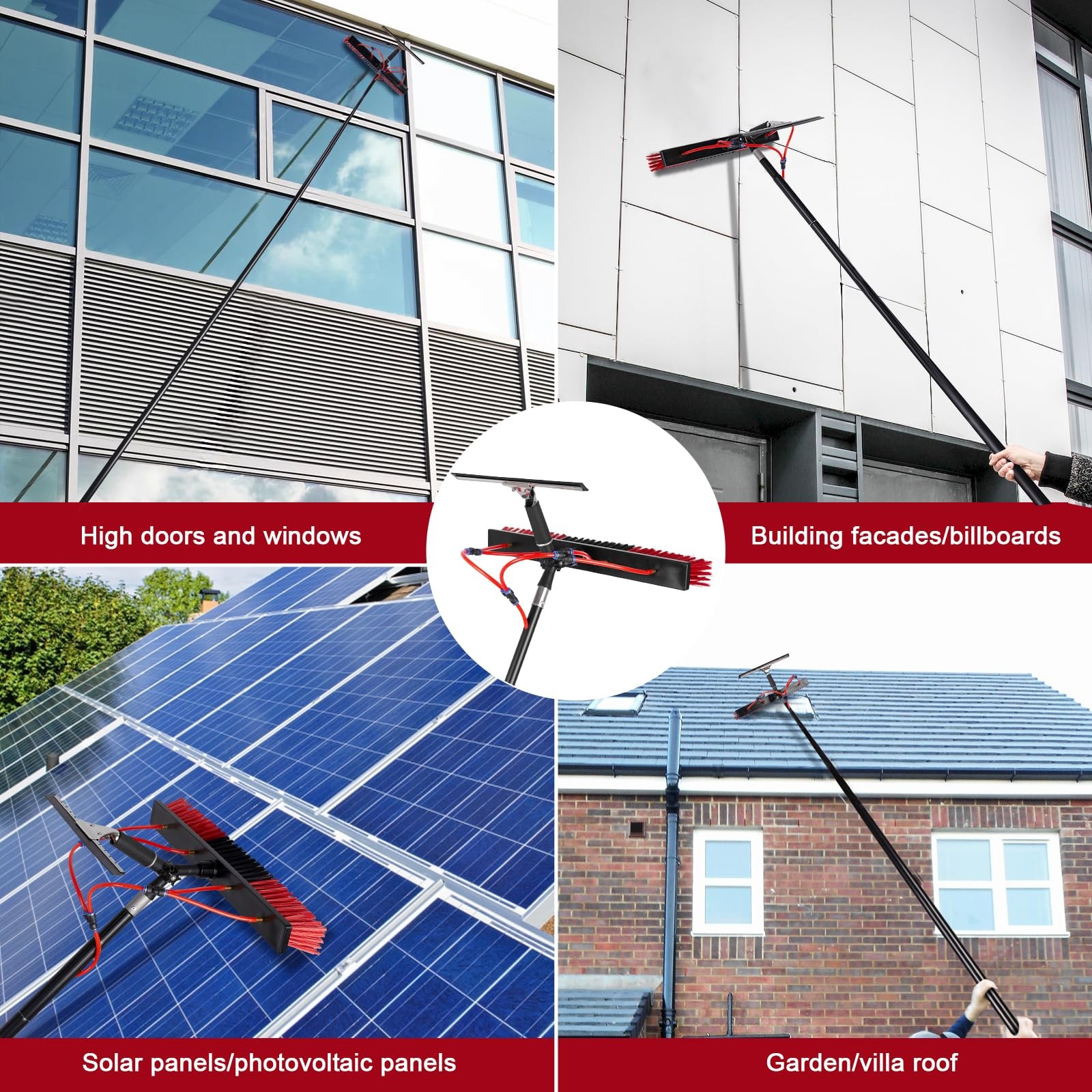 26ft Long Reach Solar Panel Cleaning Kit – Aluminum Extendable Water Fed Pole…