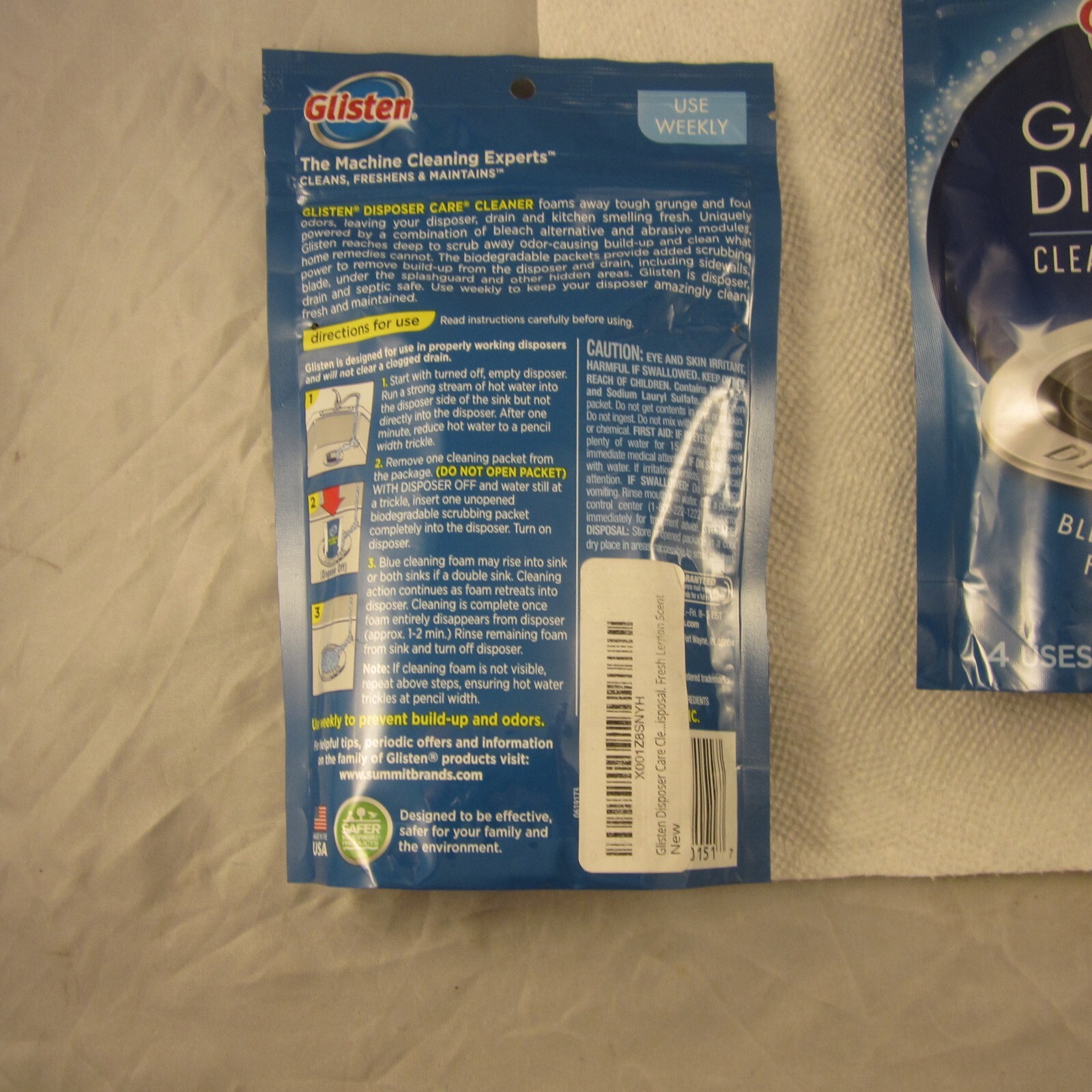 Glisten Garbage Disposer Cleaner Foaming Powder 4 Uses Lot of 3