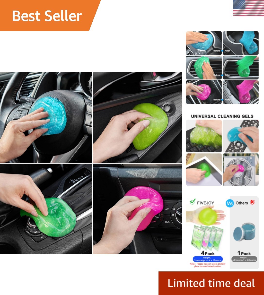 Car Cleaning Gels 4-Pack, Car Cleaning Putty Universal Auto Detailing Tools C…