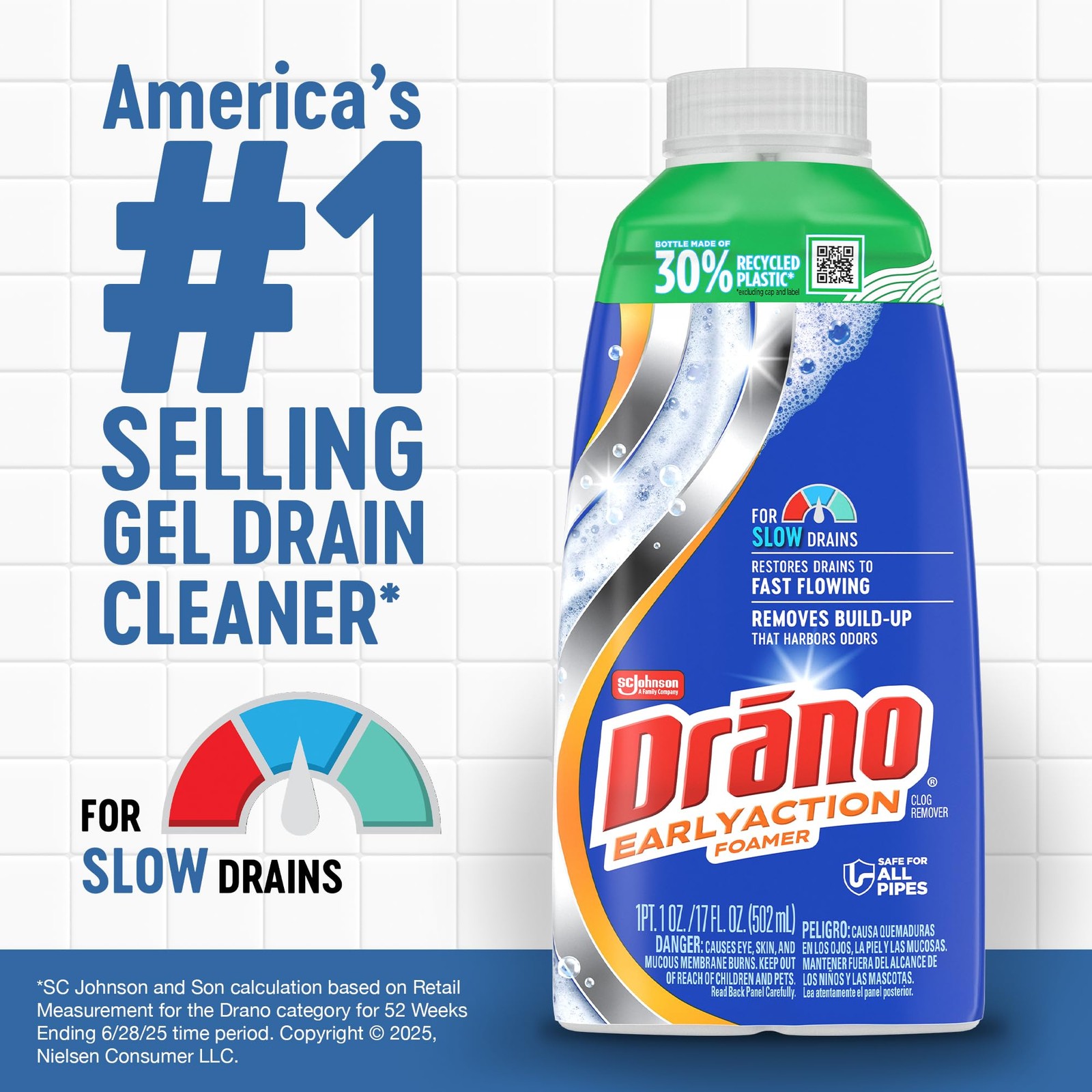 Drain Clog Remover Foamer Unclogs Hair Grease Soap 17 Fl Oz 5 Pack