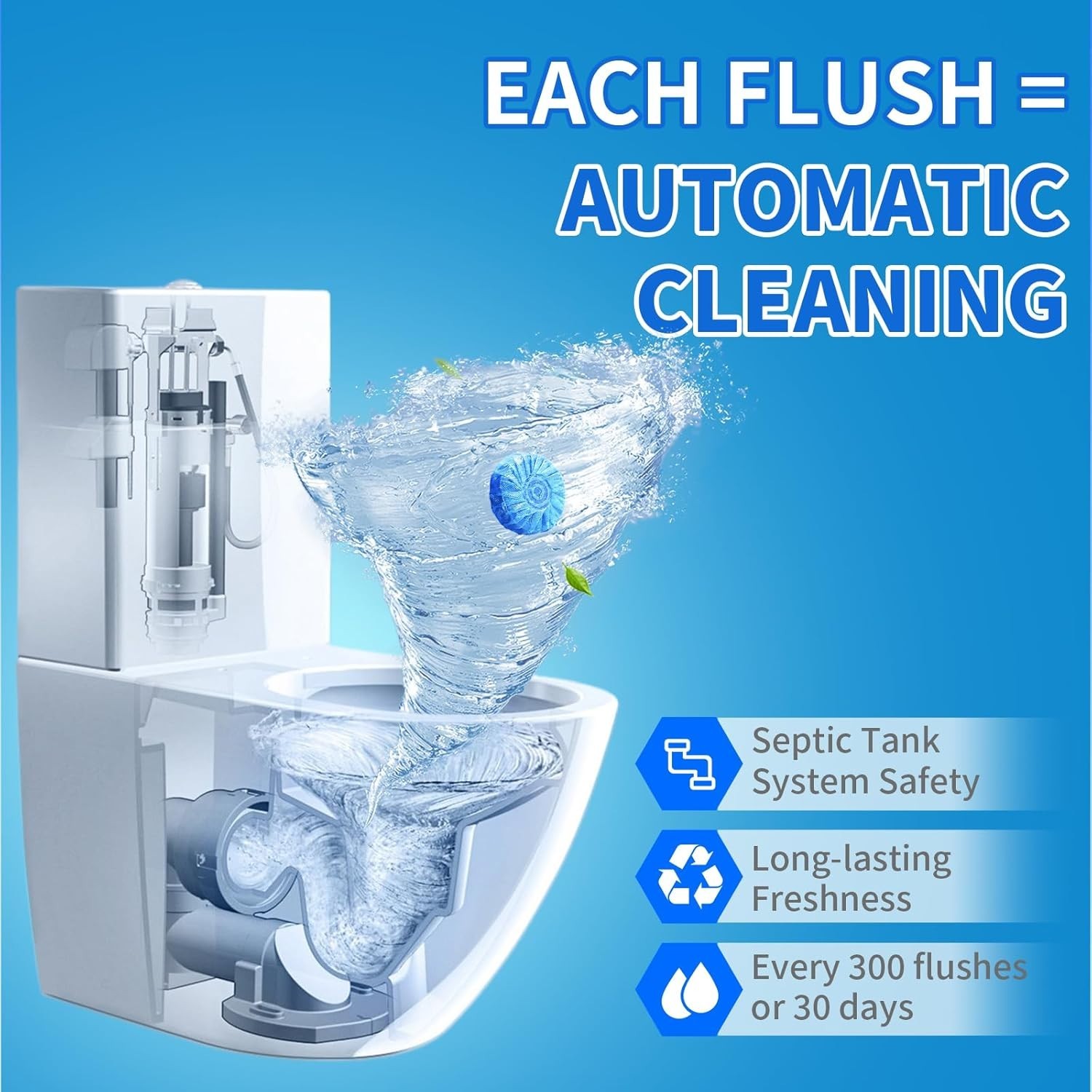 Long-Lasting 30 Toilet Cleaner Tablets – Stain Remover with Ultra Fresh Scent