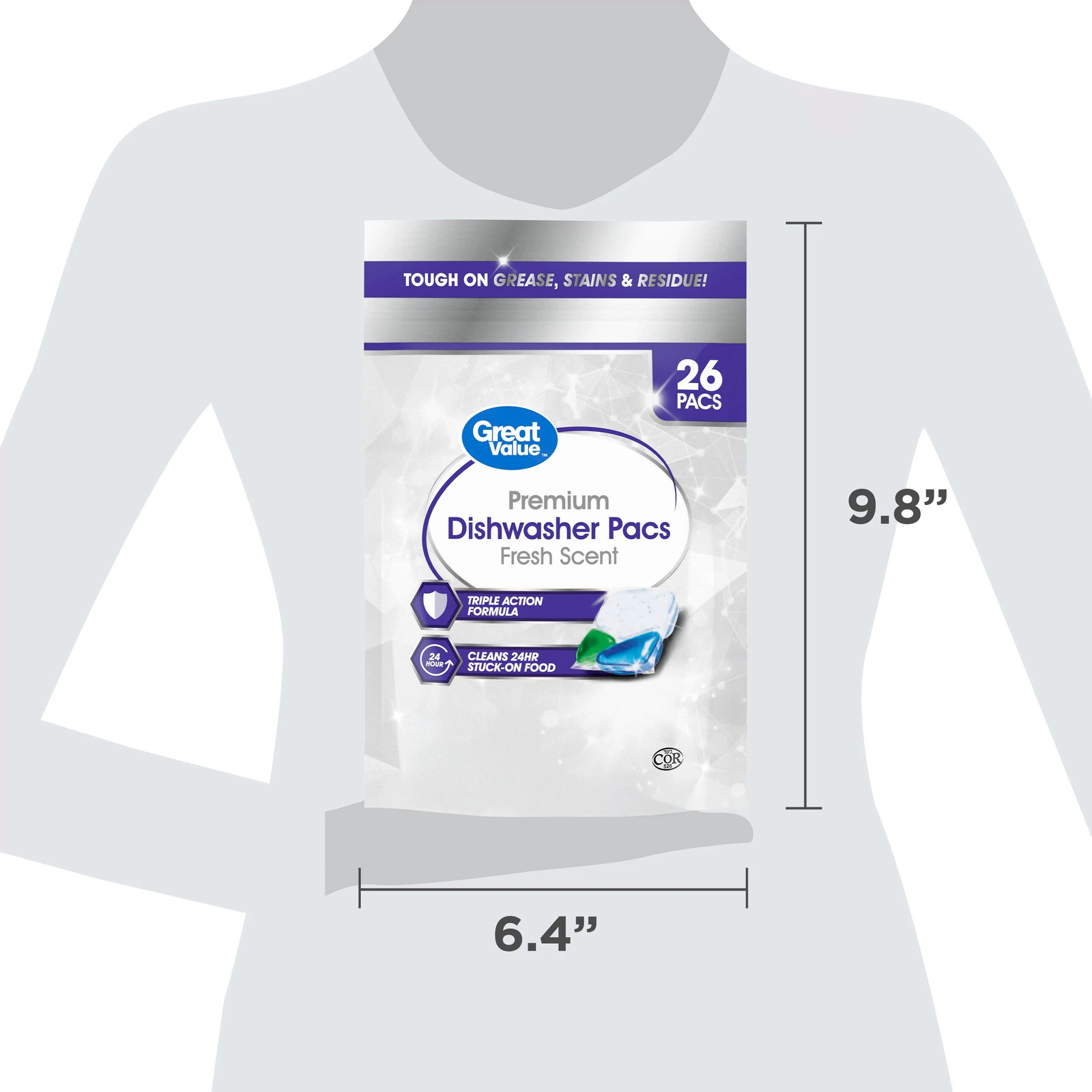 Premium Dishwasher Pacs, Fresh Scent, 26 Count