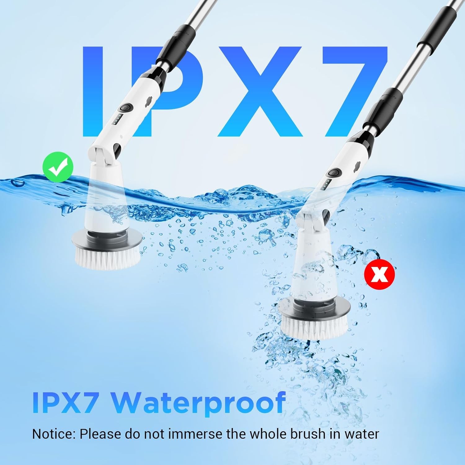 Electric rotating brush, new bathroom cleaner, retractable handle 4 brush heads