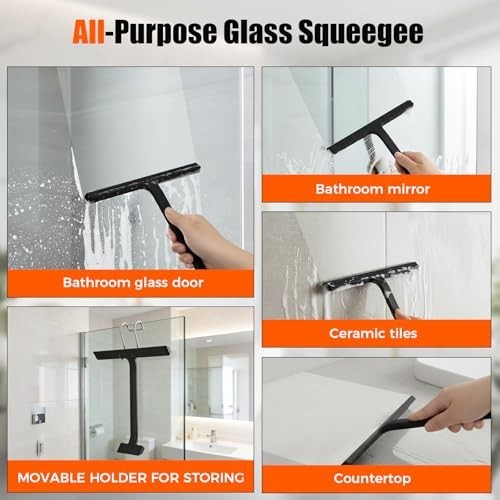 Silicone Shower Squeegee with Hook – One-Piece Design for Glass, Windows, Tiles